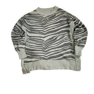 Aerie Green Zebra Stripe Crewneck Sweater